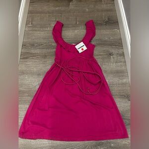 Gretchen Scott pink ruffle dress with tie belt